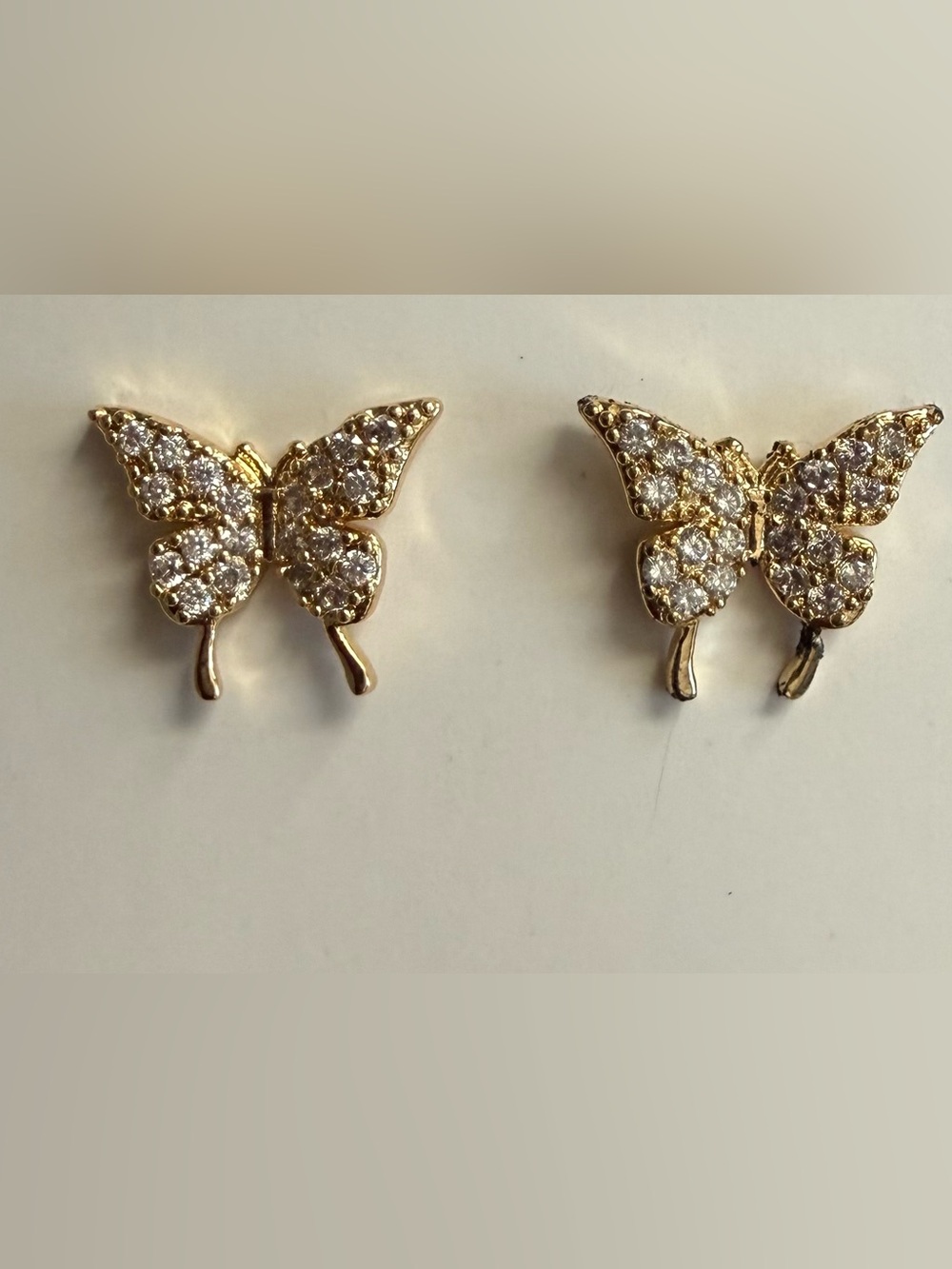 New Gold -Filled Butterfly Crystal Stud Earrings - Women Jewelry